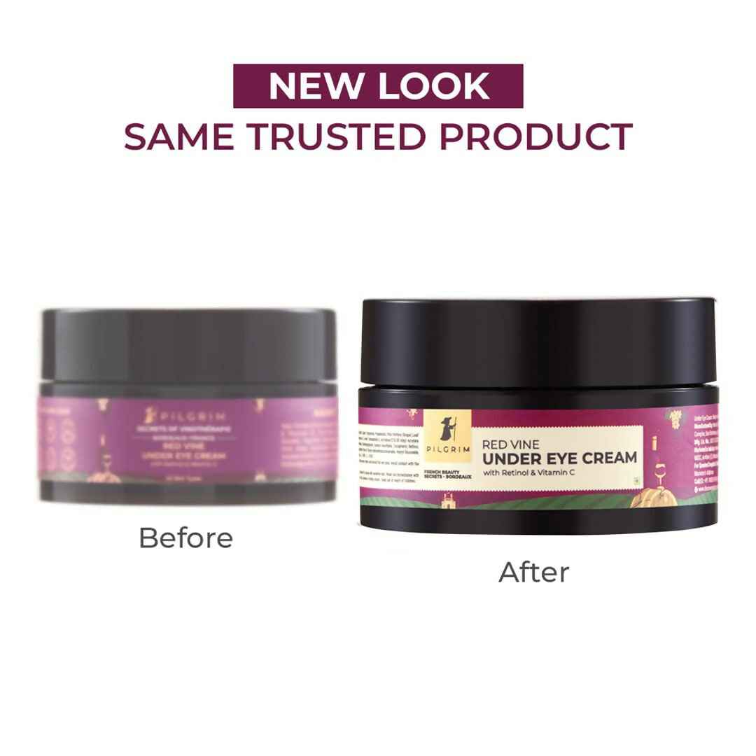 Pilgrim Red Vine Under Eye Cream with Retinol &amp; Vitamin C For Dark Circles, Wrinkles, &amp; Puffy Eyes