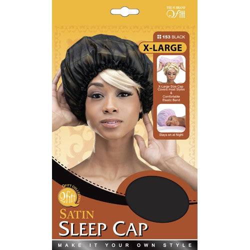 Qfitt X-Large Satin Sleep Cap Black 153 