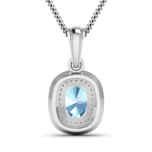 1.35 Carat Genuine Aquamarine and White Diamond 14K White Gold Pendant by Bids.com
