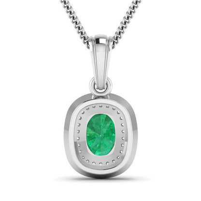 1.50 Carat Genuine Zambian Emerald and White Diamond 14K White Gold Pendant by Bids.com