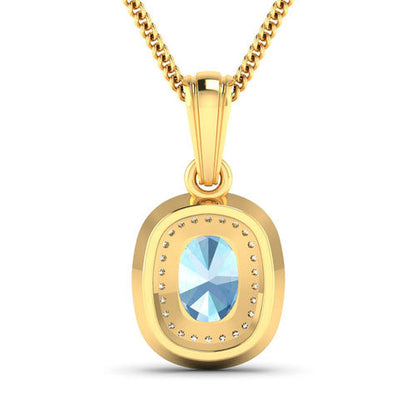 1.35 Carat Genuine Aquamarine and White Diamond 14K Yellow Gold Pendant by Bids.com