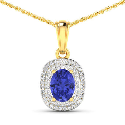 1.45 Carat Genuine Tanzanite and White Diamond 14K Yellow Gold Pendant by Bids.com