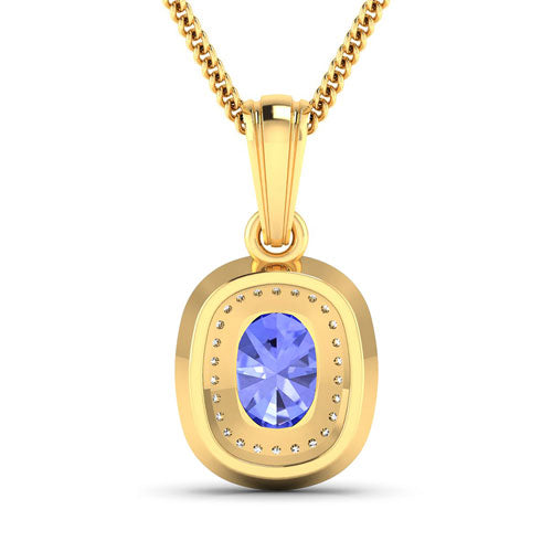 1.45 Carat Genuine Tanzanite and White Diamond 14K Yellow Gold Pendant by Bids.com