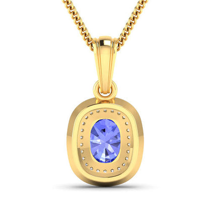 1.45 Carat Genuine Tanzanite and White Diamond 14K Yellow Gold Pendant by Bids.com