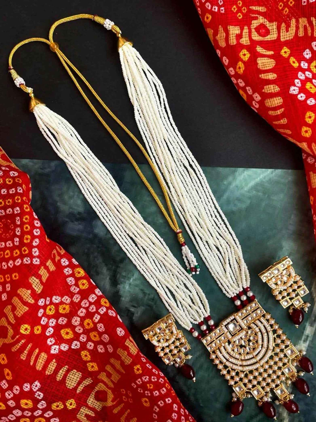 Joban Fashion Kundan Pearl Necklace With Earring Set