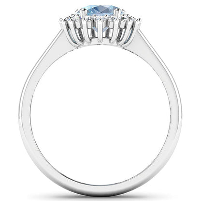 1.62 Carat Genuine Aquamarine and White Diamond 14K White Gold Ring by Bids.com