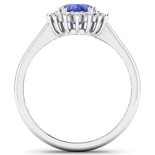 1.92 Carat Genuine Tanzanite and White Diamond 14K White Gold Ring by Bids.com