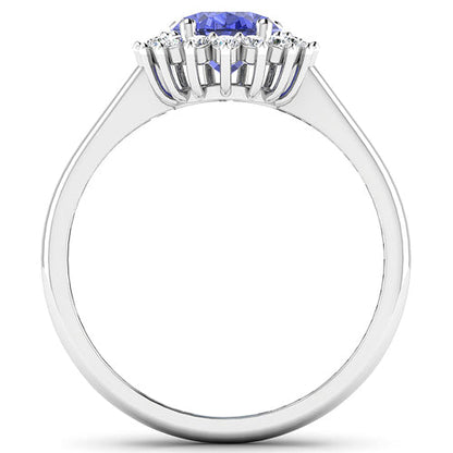 1.92 Carat Genuine Tanzanite and White Diamond 14K White Gold Ring by Bids.com
