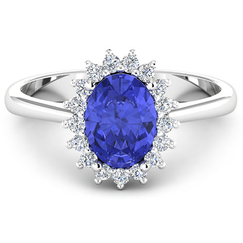 1.92 Carat Genuine Tanzanite and White Diamond 14K White Gold Ring by Bids.com
