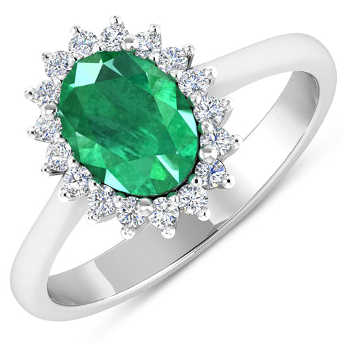 1.87 Carat Genuine Zambian Emerald and White Diamond 14K White Gold Ring by Bids.com