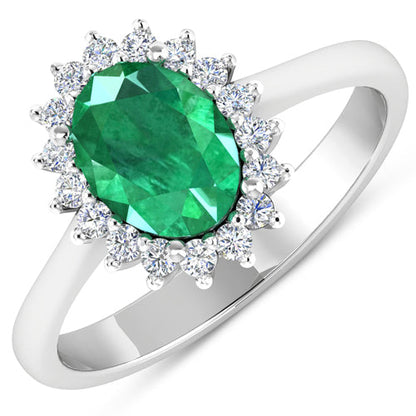 1.87 Carat Genuine Zambian Emerald and White Diamond 14K White Gold Ring by Bids.com