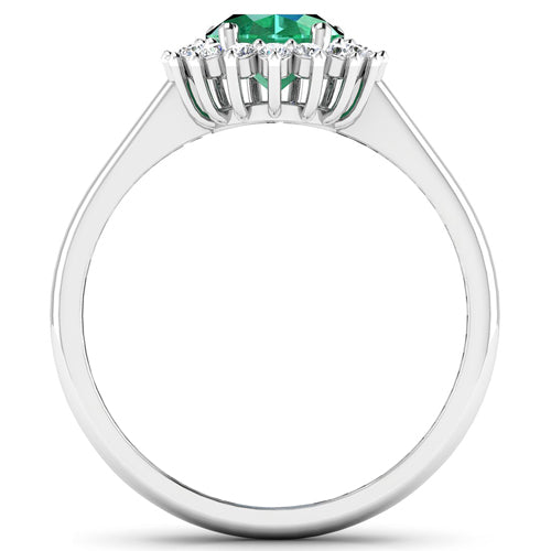 1.87 Carat Genuine Zambian Emerald and White Diamond 14K White Gold Ring by Bids.com
