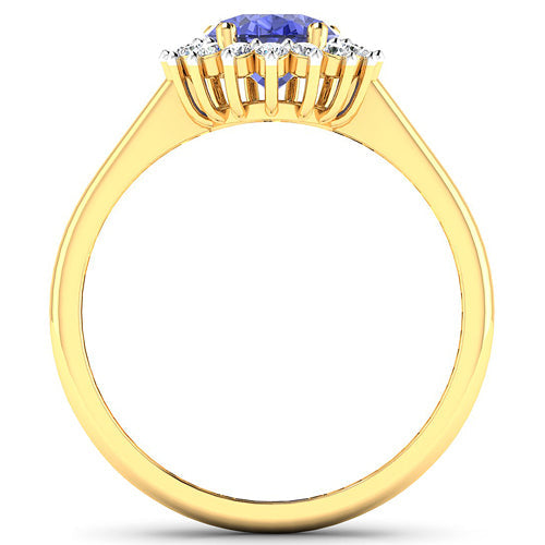 1.92 Carat Genuine Tanzanite and White Diamond 14K Yellow Gold Ring by Bids.com