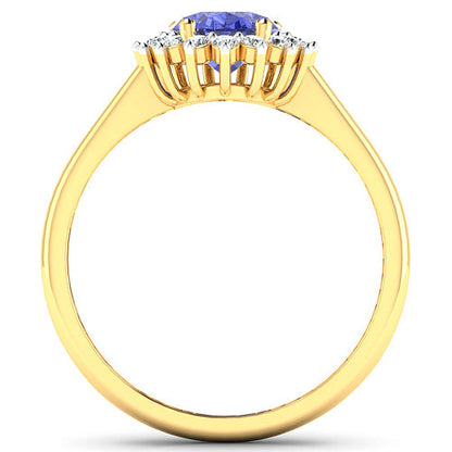1.92 Carat Genuine Tanzanite and White Diamond 14K Yellow Gold Ring by Bids.com