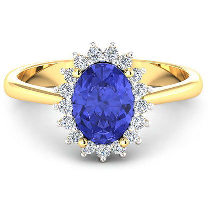 1.92 Carat Genuine Tanzanite and White Diamond 14K Yellow Gold Ring by Bids.com
