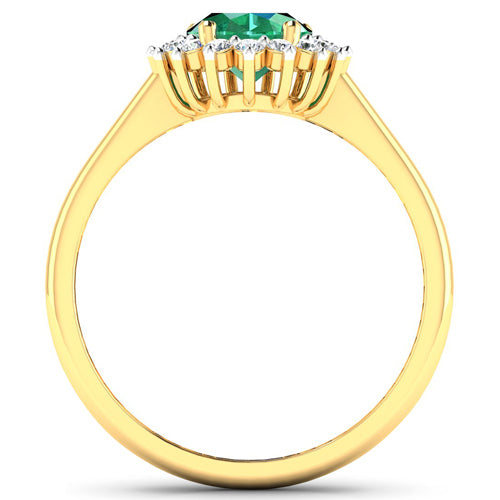 1.87 Carat Genuine Zambian Emerald and White Diamond 14K Yellow Gold Ring by Bids.com