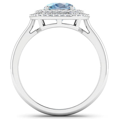 1.72 Carat Genuine Aquamarine and White Diamond 14K White Gold Ring by Bids.com