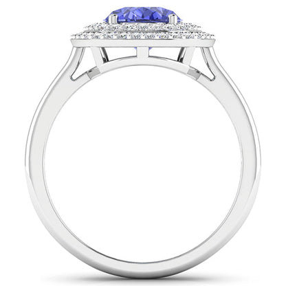 2.02 Carat Genuine Tanzanite and White Diamond 14K White Gold Ring by Bids.com