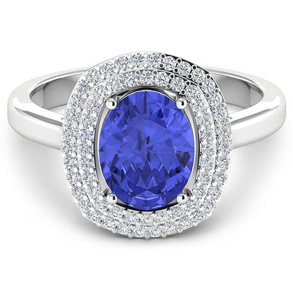2.02 Carat Genuine Tanzanite and White Diamond 14K White Gold Ring by Bids.com