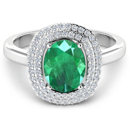 1.97 Carat Genuine Zambian Emerald and White Diamond 14K White Gold Ring by Bids.com