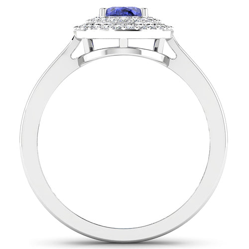 0.91 Carat Genuine Tanzanite and White Diamond 14K White Gold Ring by Bids.com
