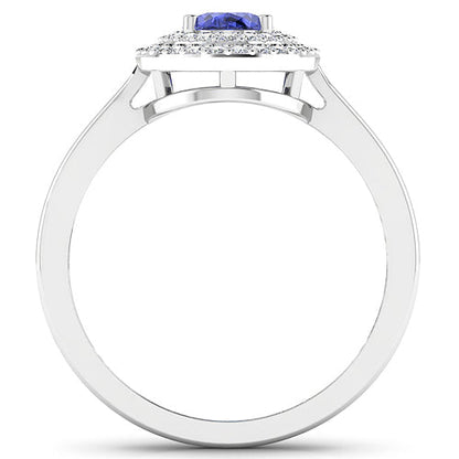 0.91 Carat Genuine Tanzanite and White Diamond 14K White Gold Ring by Bids.com