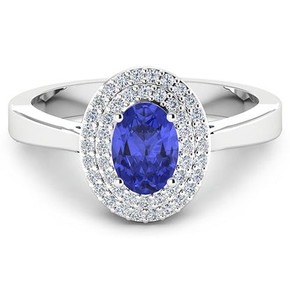 0.91 Carat Genuine Tanzanite and White Diamond 14K White Gold Ring by Bids.com