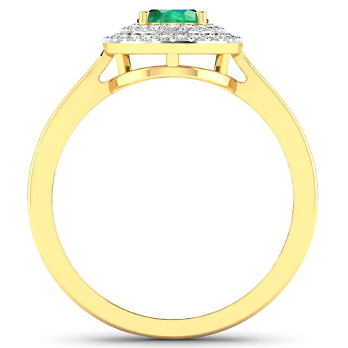 0.88 Carat Genuine Zambian Emerald and White Diamond 14K Yellow Gold Ring by Bids.com