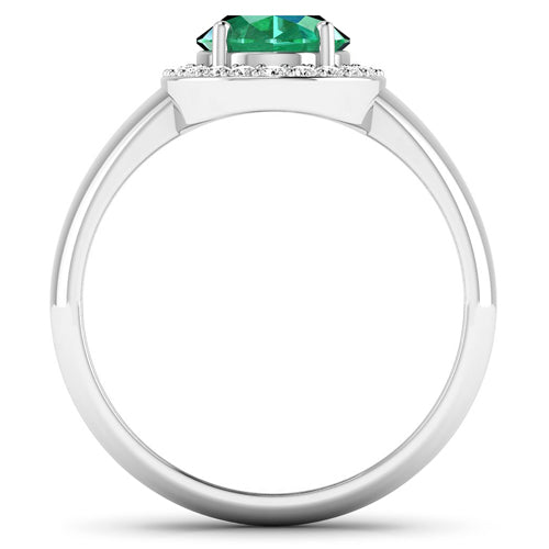 1.87 Carat Genuine Zambian Emerald and White Diamond 14K White Gold Ring by Bids.com
