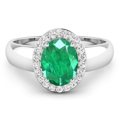 1.87 Carat Genuine Zambian Emerald and White Diamond 14K White Gold Ring by Bids.com