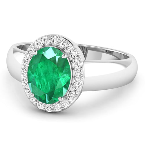 1.87 Carat Genuine Zambian Emerald and White Diamond 14K White Gold Ring by Bids.com