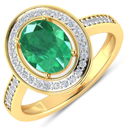 1.87 Carat Genuine Zambian Emerald and White Diamond 14K Yellow Gold Ring by Bids.com