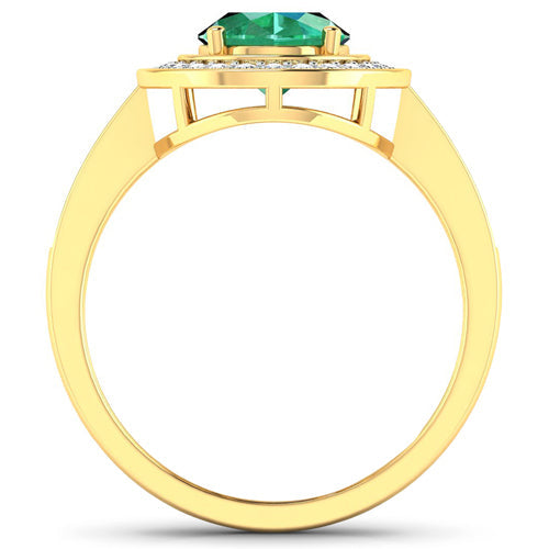 1.87 Carat Genuine Zambian Emerald and White Diamond 14K Yellow Gold Ring by Bids.com