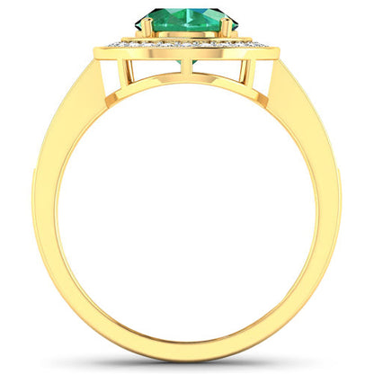 1.87 Carat Genuine Zambian Emerald and White Diamond 14K Yellow Gold Ring by Bids.com