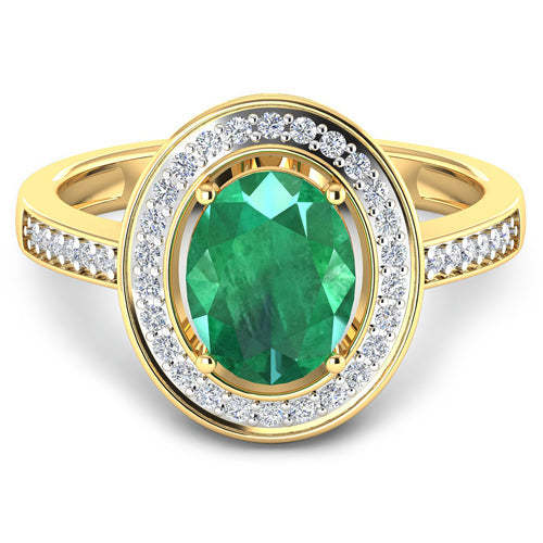 1.87 Carat Genuine Zambian Emerald and White Diamond 14K Yellow Gold Ring by Bids.com