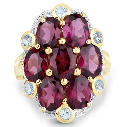 11.22 Carat Genuine Rhodolite and Blue Topaz .925 Sterling Silver Ring by Bids.com