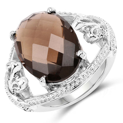 10.50 Carat Genuine Smoky Quartz .925 Sterling Silver Ring by Bids.com