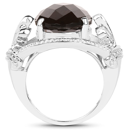 10.50 Carat Genuine Smoky Quartz .925 Sterling Silver Ring by Bids.com