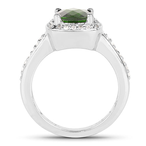 1.67 Carat Genuine Chrome Diopside &amp; White Topaz .925 Sterling Silver Ring by Bids.com