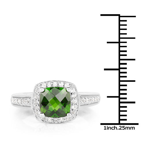 1.67 Carat Genuine Chrome Diopside &amp; White Topaz .925 Sterling Silver Ring by Bids.com