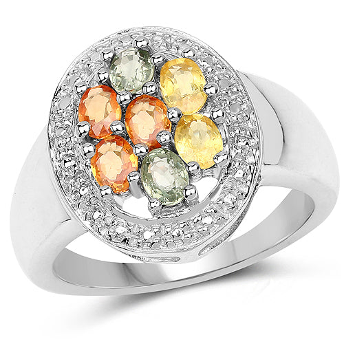 1.54 Carat Genuine Multi Sapphire .925 Sterling Silver Ring by Bids.com