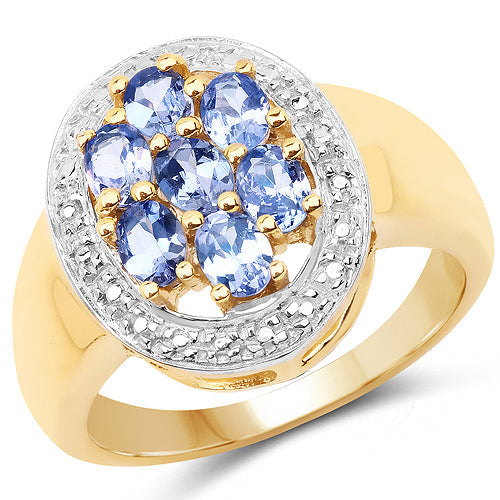 14K Yellow Gold Plated 1.19 Carat Genuine Tanzanite .925 Sterling Silver Ring by Bids.com
