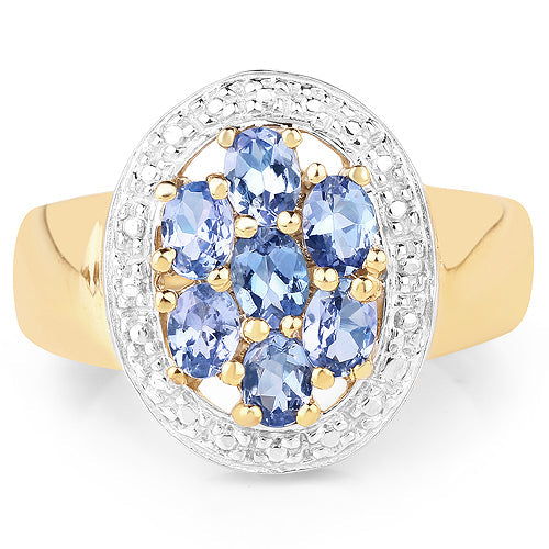 14K Yellow Gold Plated 1.19 Carat Genuine Tanzanite .925 Sterling Silver Ring by Bids.com