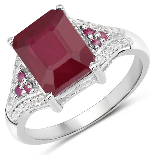 4.49 Carat Glass Filled Ruby and White Topaz .925 Sterling Silver Ring by Bids.com