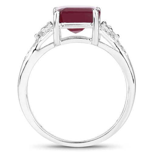 4.49 Carat Glass Filled Ruby and White Topaz .925 Sterling Silver Ring by Bids.com