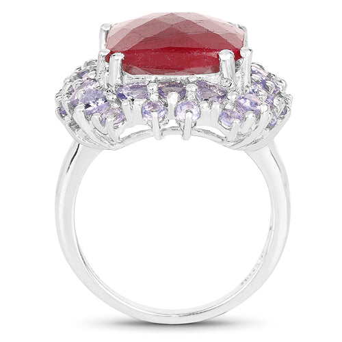 15.13 Carat Dyed Ruby &amp; Tanzanite .925 Sterling Silver Ring by Bids.com