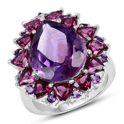 11.22 Carat Genuine Amethyst &amp; Rhodolite .925 Sterling Silver Ring by Bids.com