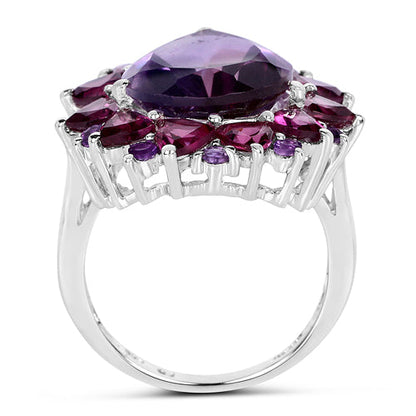 11.22 Carat Genuine Amethyst &amp; Rhodolite .925 Sterling Silver Ring by Bids.com