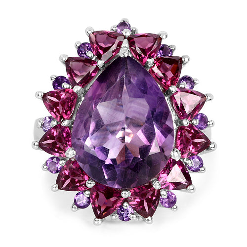 11.22 Carat Genuine Amethyst &amp; Rhodolite .925 Sterling Silver Ring by Bids.com
