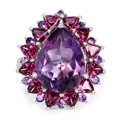 11.22 Carat Genuine Amethyst &amp; Rhodolite .925 Sterling Silver Ring by Bids.com